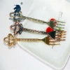 Crown fruit fork in gold and silver, creative and fashionable, 4-finger fork, retro fork, auspicious knot, factory direct sales, fabric wheel polished (mirror polished), Western-style express delivery, cake spoon for home use Item Picture
